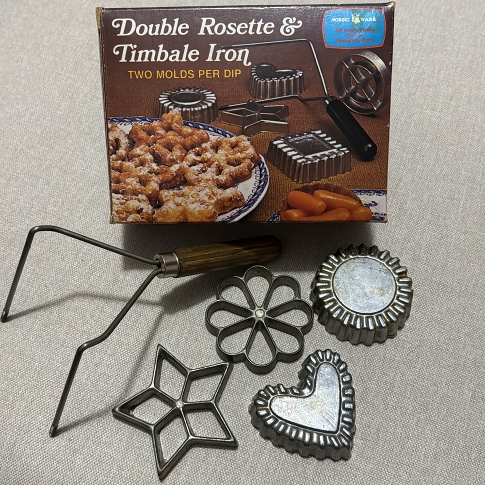 Vintage 4 Piece Nordic Ware Double Rosette-Timbale Iron Kit-Gently Used